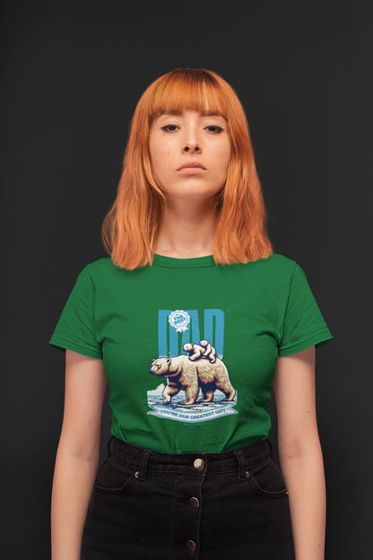 The best dad half sleeve bottle green round neck t-shirt for women by hello