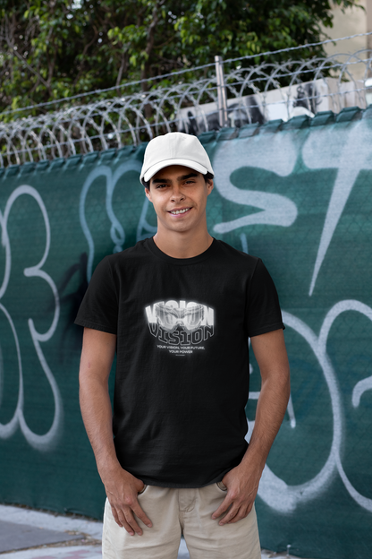 Vision Black Half Sleeve Round Neck T-Shirt for Men Casual Wear