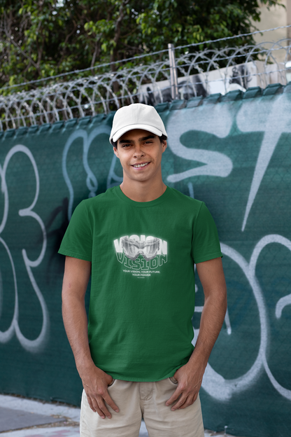 Vision Bottle Green Half Sleeve Round Neck T-Shirt for Men Wear