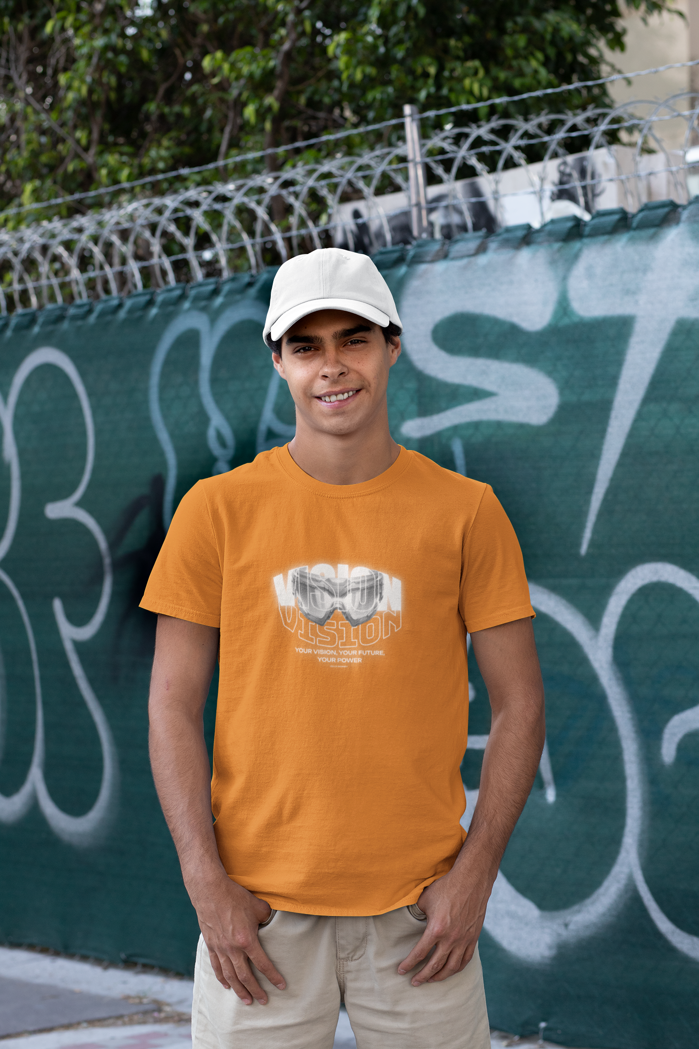 Vision Orange Half Sleeve Round Neck T-Shirt for Men Casual