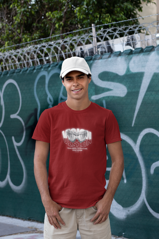 Vision Maroon Half Sleeve Round Neck T-Shirt for Men Casual