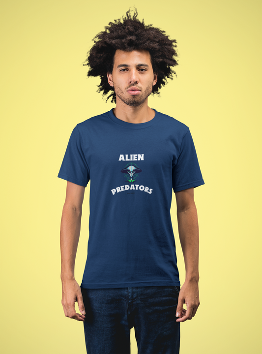 Alien half sleeve navy blue round neck t-shirt for men by hello swanky - s