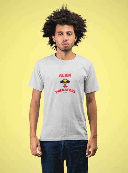 Alien half sleeve grey round neck t-shirt for men by hello swanky - s