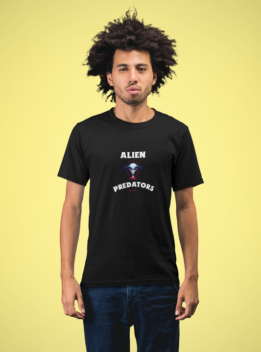 Alien half sleeve black round neck t-shirt for men by hello swanky - s
