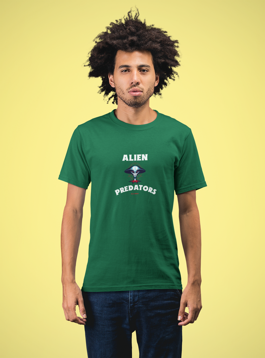 Alien half sleeve bottle green round neck t-shirt for men by hello swanky - s
