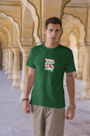 One Step at a Time Half Sleeve Bottle Green Round Neck T-Shirt for Men by Hello Swanky