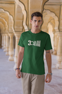 3.59AM Half Sleeve Bottle Green Round Neck T-Shirt for Men by Hello Swanky