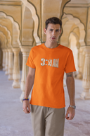 3.59AM Half Sleeve Orange Round Neck T-Shirt for Men by Hello Swanky