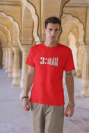 3.59AM Half Sleeve Red Round Neck T-Shirt for Men by Hello Swanky