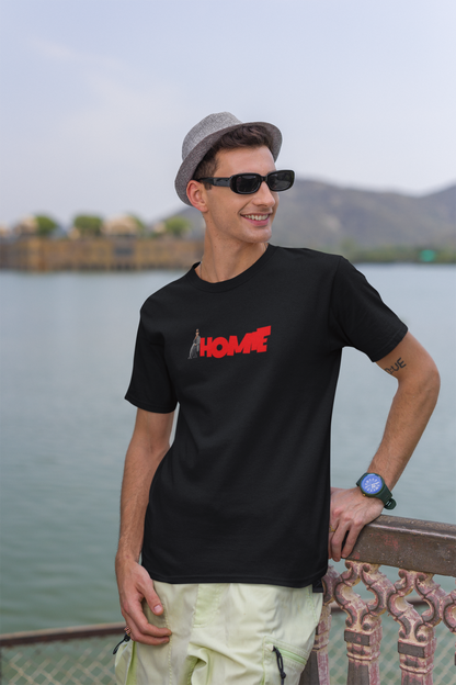 Homie Half Sleeve Black Round Neck T-Shirt for Men Casual Tee