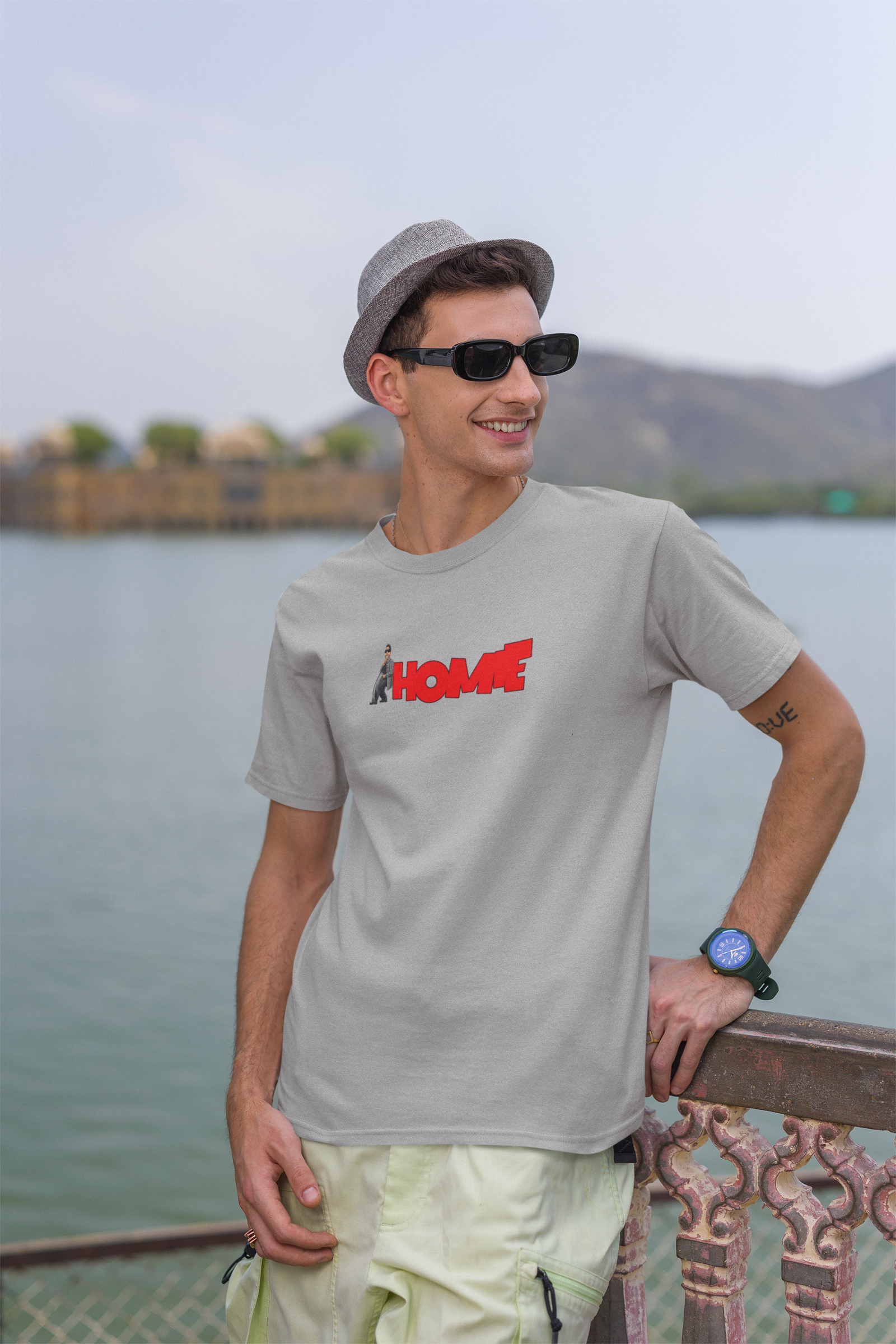 Homie Half Sleeve Grey Round Neck T-Shirt for Men Casual Tee