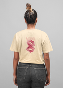 Kisses Half Sleeve Beige Oversized T-Shirt for Women by Hello Swanky