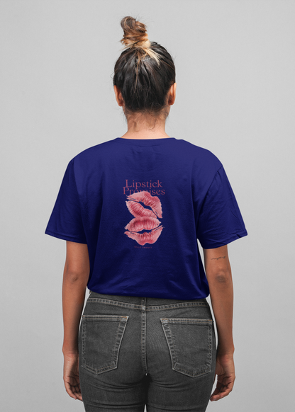 Kisses half sleeve navy blue oversized t-shirt for women by hello swanky
