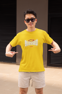 Blessed Half Sleeve Yellow Round Neck T-Shirt for Men by Hello Swanky